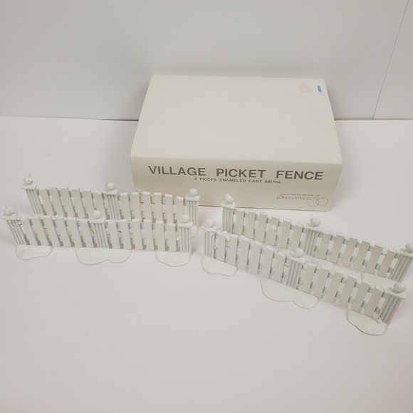 Department 56 Other - Dept 56 White Picket Fence 4 Pieces Enameled Cast Metal 5101-2 Set American Home